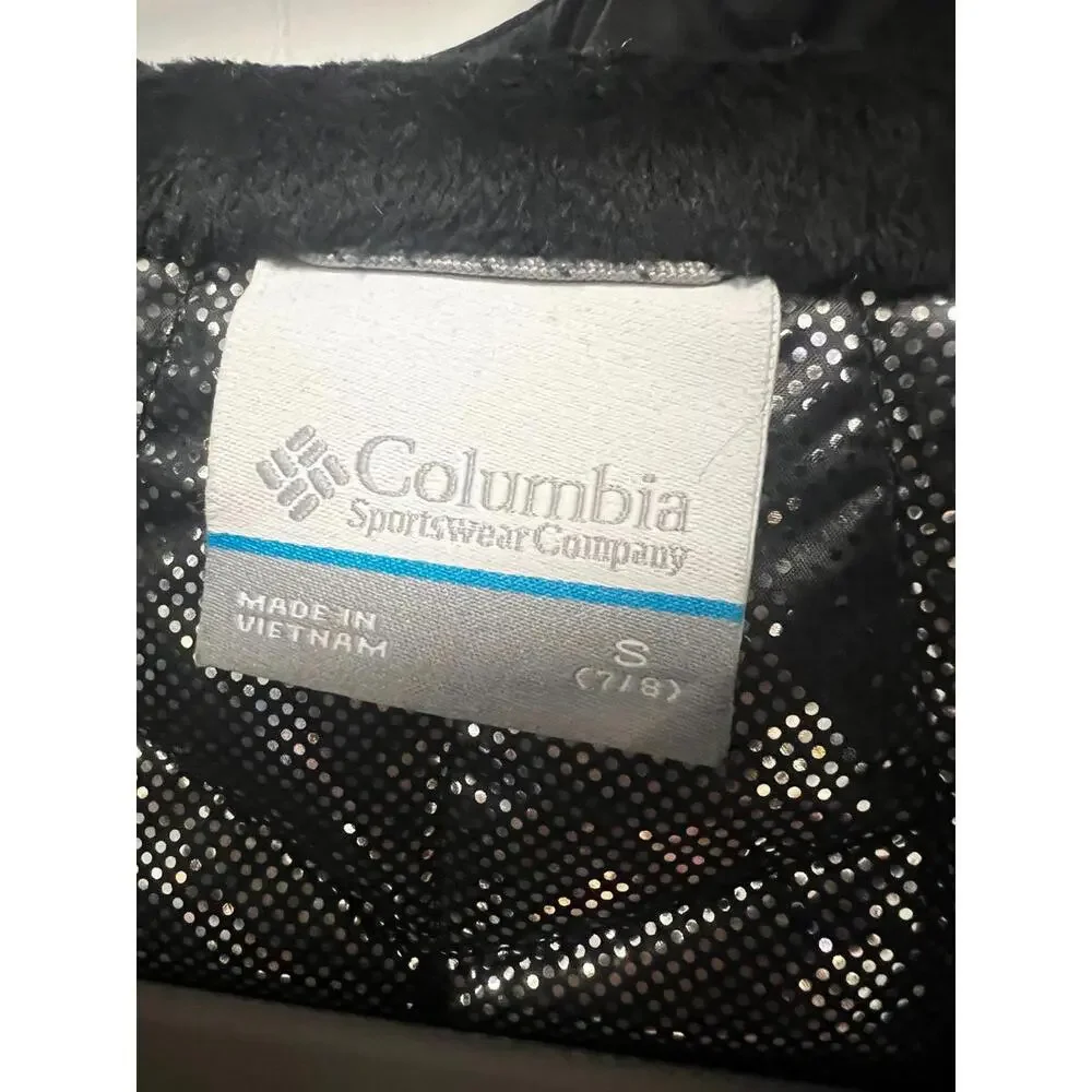 Columbia Girls Youth Heavenly Hooded Long Jacket Black Omni Heat Size S 7 8